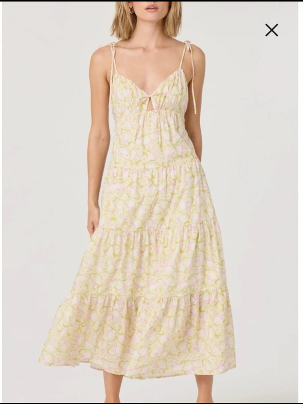 ASTR Floral Tiered Tie Strap Maxi Dress